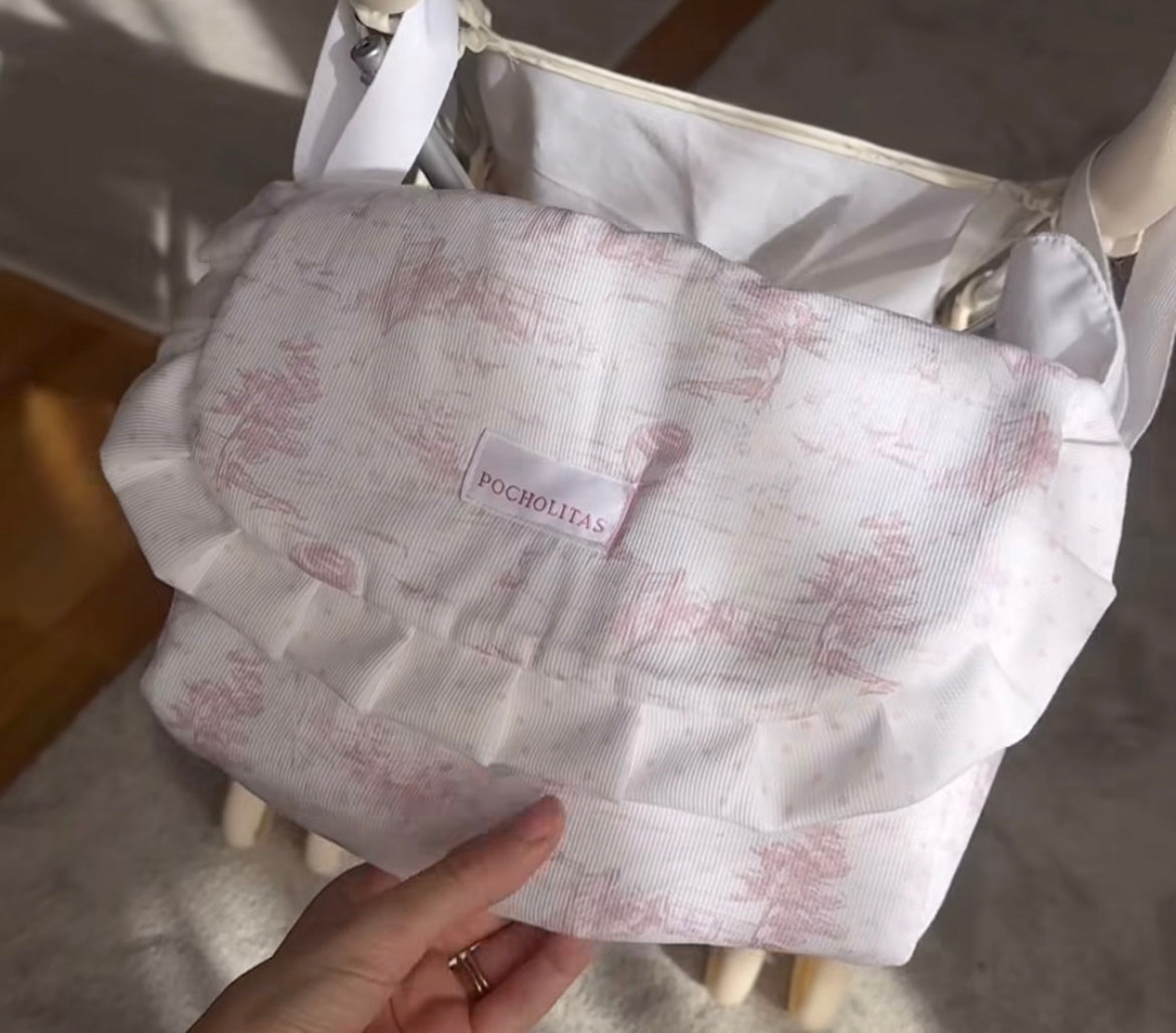 Bolsita para carrito muñeca toile de jouy rosa