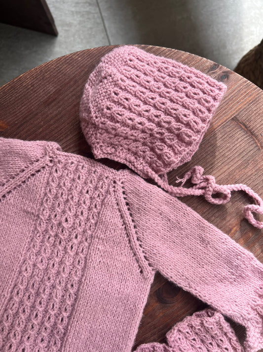 Conjunto de punto rosa blush
