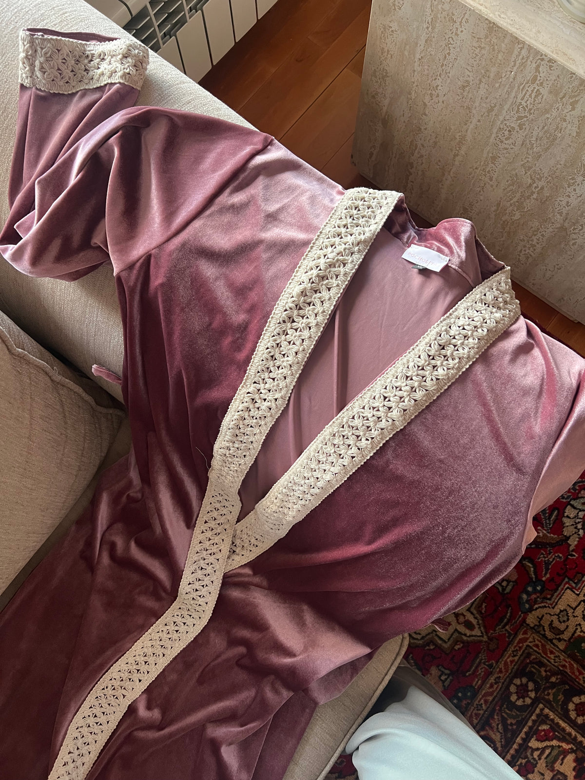 Bata terciopelo rosa