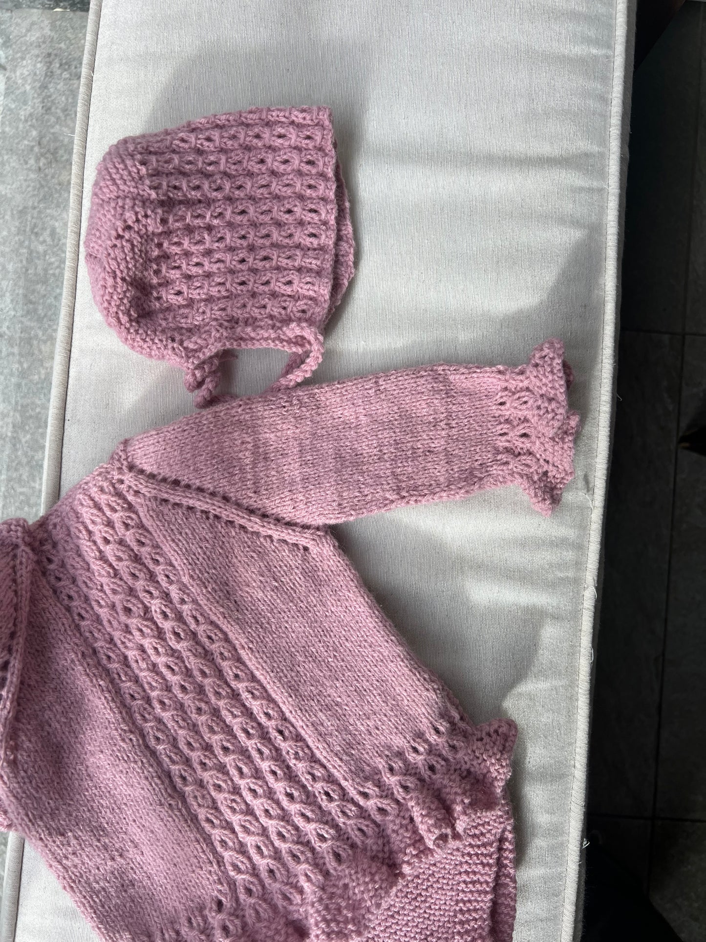Conjunto de punto rosa blush