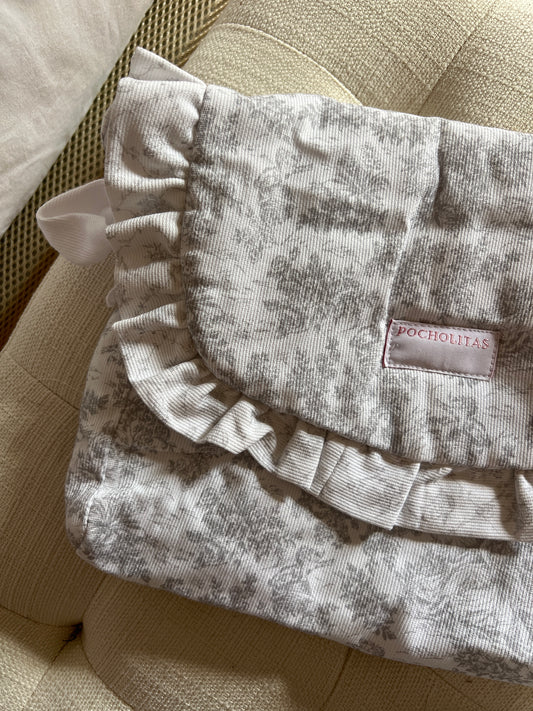 Bolsita para carrito muñeca toile de jouy gris