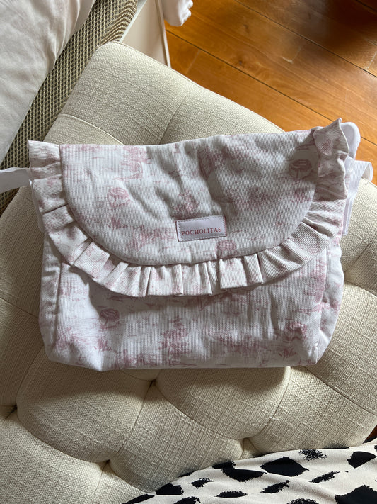 Bolsita para carrito muñeca toile de jouy rosa