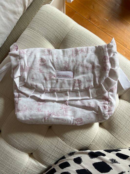 Bolsita para carrito muñeca toile de jouy rosa
