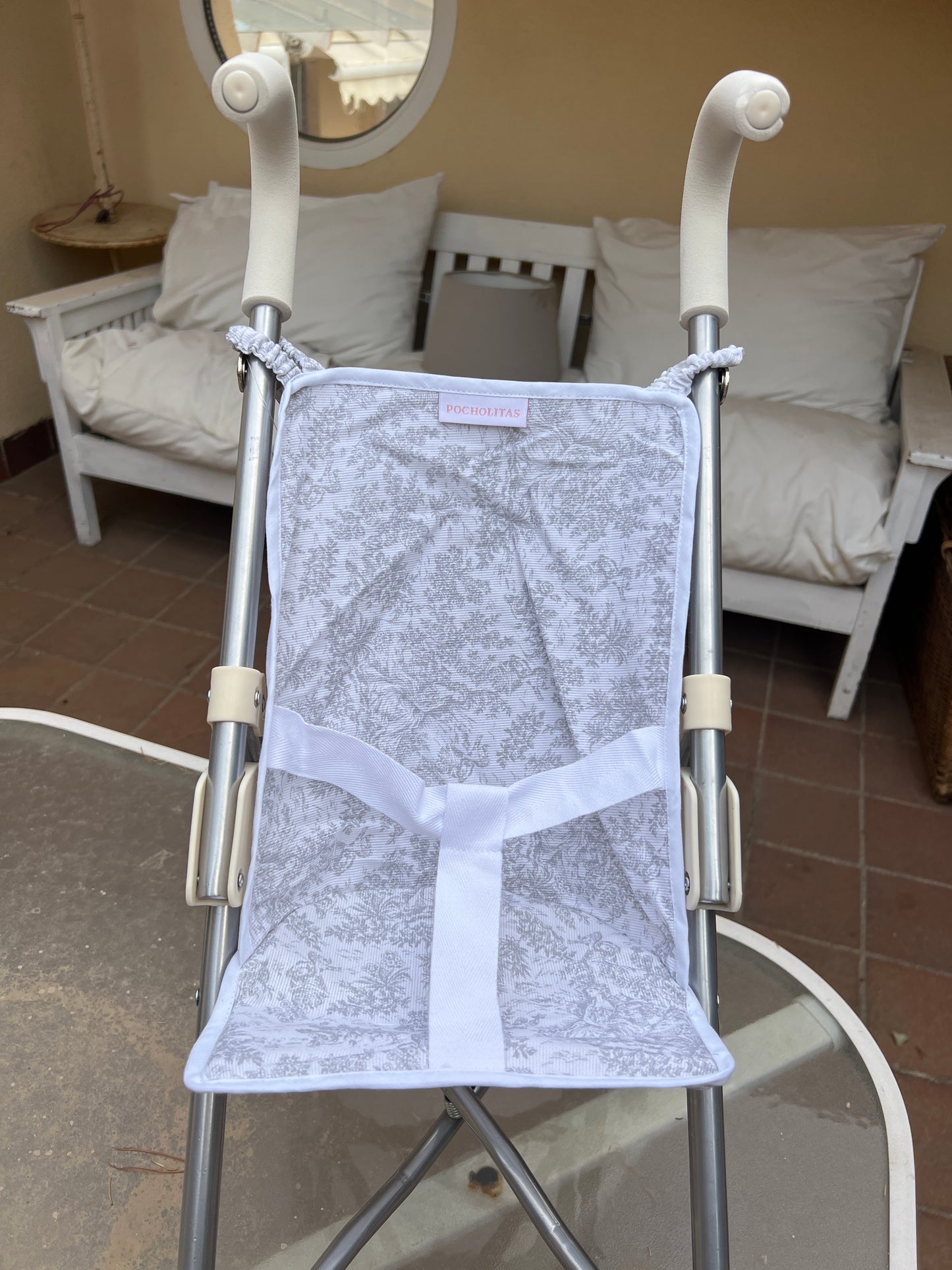 Silleta ligera toile de jouy gris